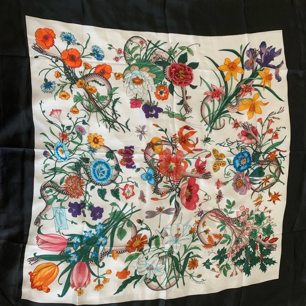 Flora snake print silk scarf